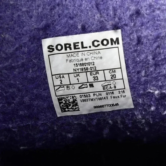 Sorel Joan  of Arctic Boots With Fur Waterproof Black Purple Youth Size 2 - Picture 11 of 11